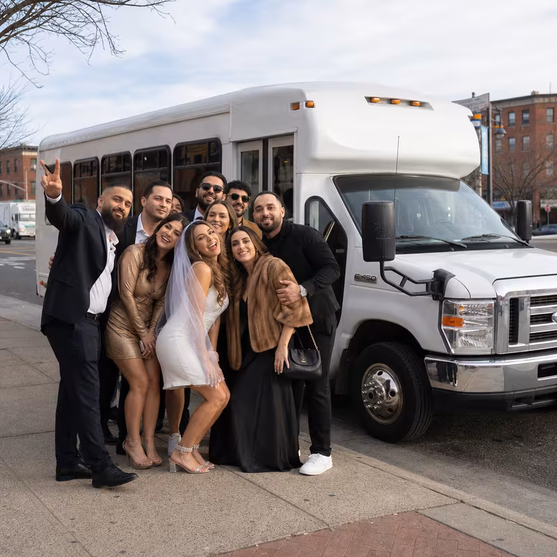 Black Mercedes Sprinter van staged for an Staten Island Bachelor & Bachelorette Transportation group