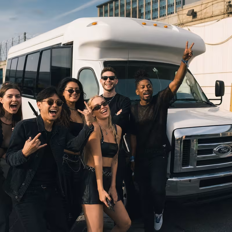 Black Mercedes Sprinter van staged for an Staten Island Concert Transportation group