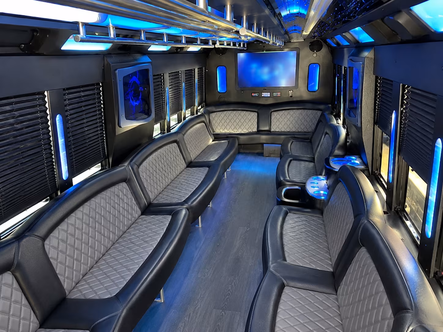 Interior of a party bus rental serving Staten Island