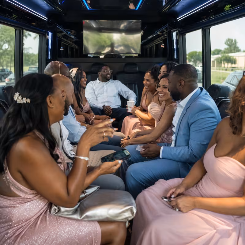 Black Mercedes Sprinter van staged for an Staten Island Private Event Transportation group