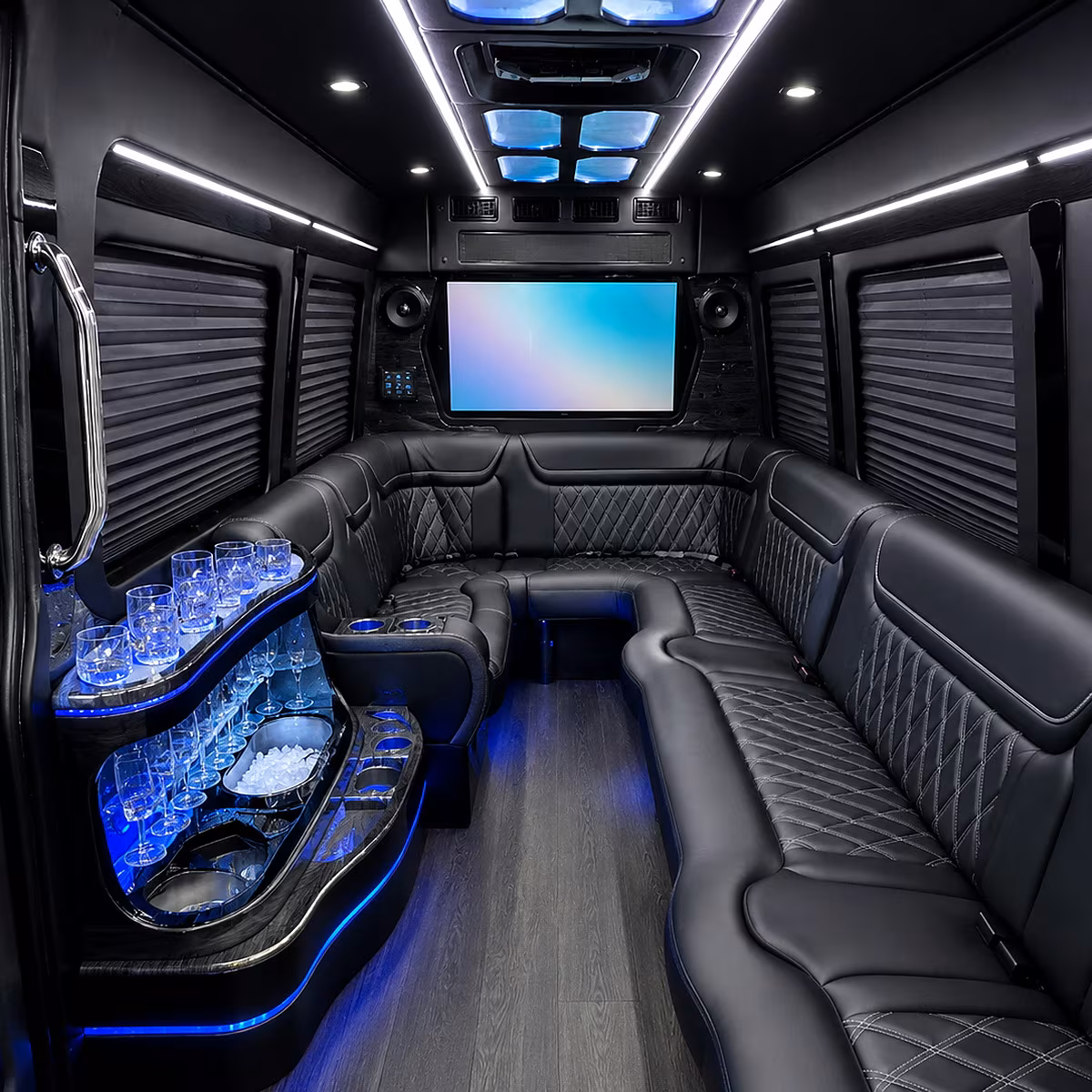 Staten Island Wedding Transportation party bus interior
